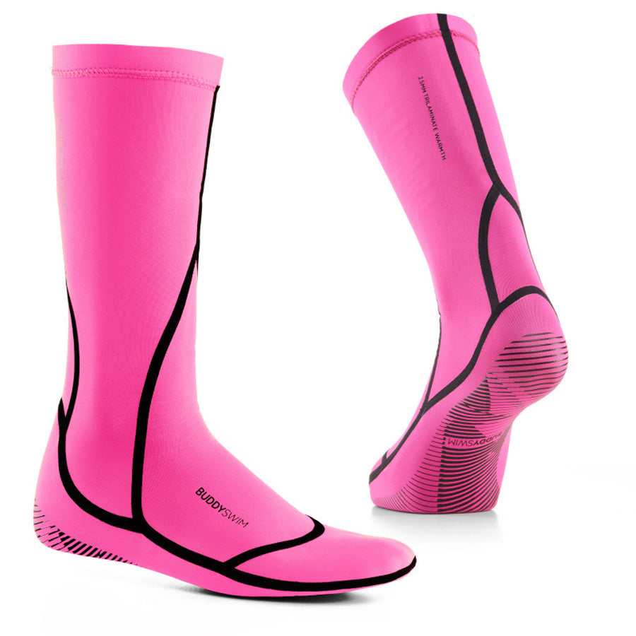 Buddyswim Neoprene Swim Socks Trilaminate Warmth 2.5mm Pink