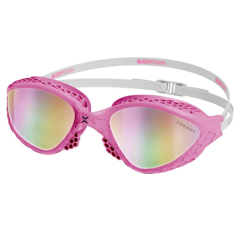 BuddySwim OzeanX Swim Goggles Pink-White/Iridium Mirror