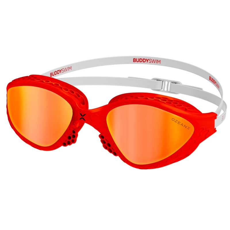 BuddySwim OzeanX Swim Goggles Red-White/Orange Mirror