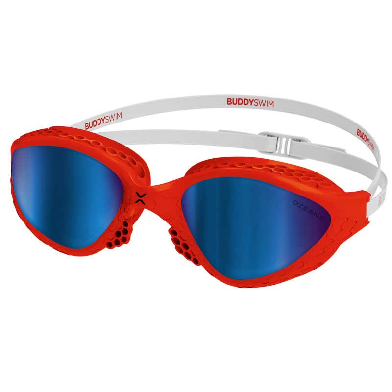 BuddySwim OzeanX Swim Goggles Red-White/Blue Mirror