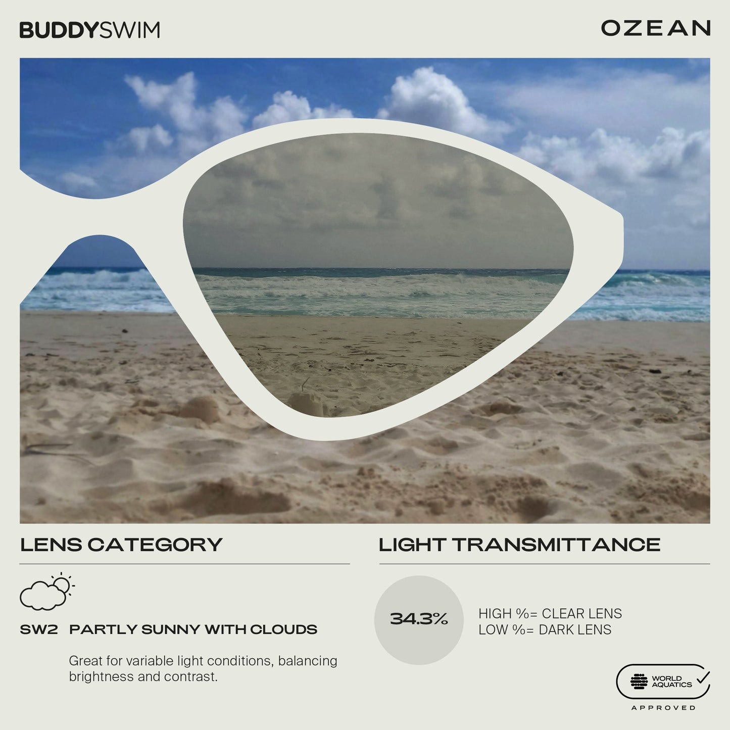 BuddySwim Ozean Swim Goggles Pink-Black/Smoke