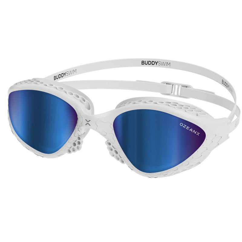 BuddySwim OzeanX Swim Goggles White/Blue Mirror