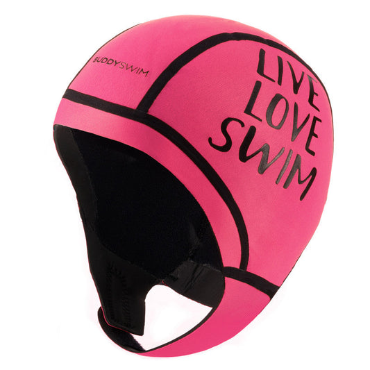 BuddySwim Neoprene Swim Cap Trilaminate Warmth 2.5mm Pink