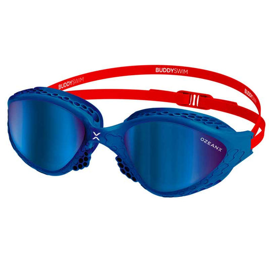 BuddySwim OzeanX Swim Goggles Navy-Red/Blue Mirror