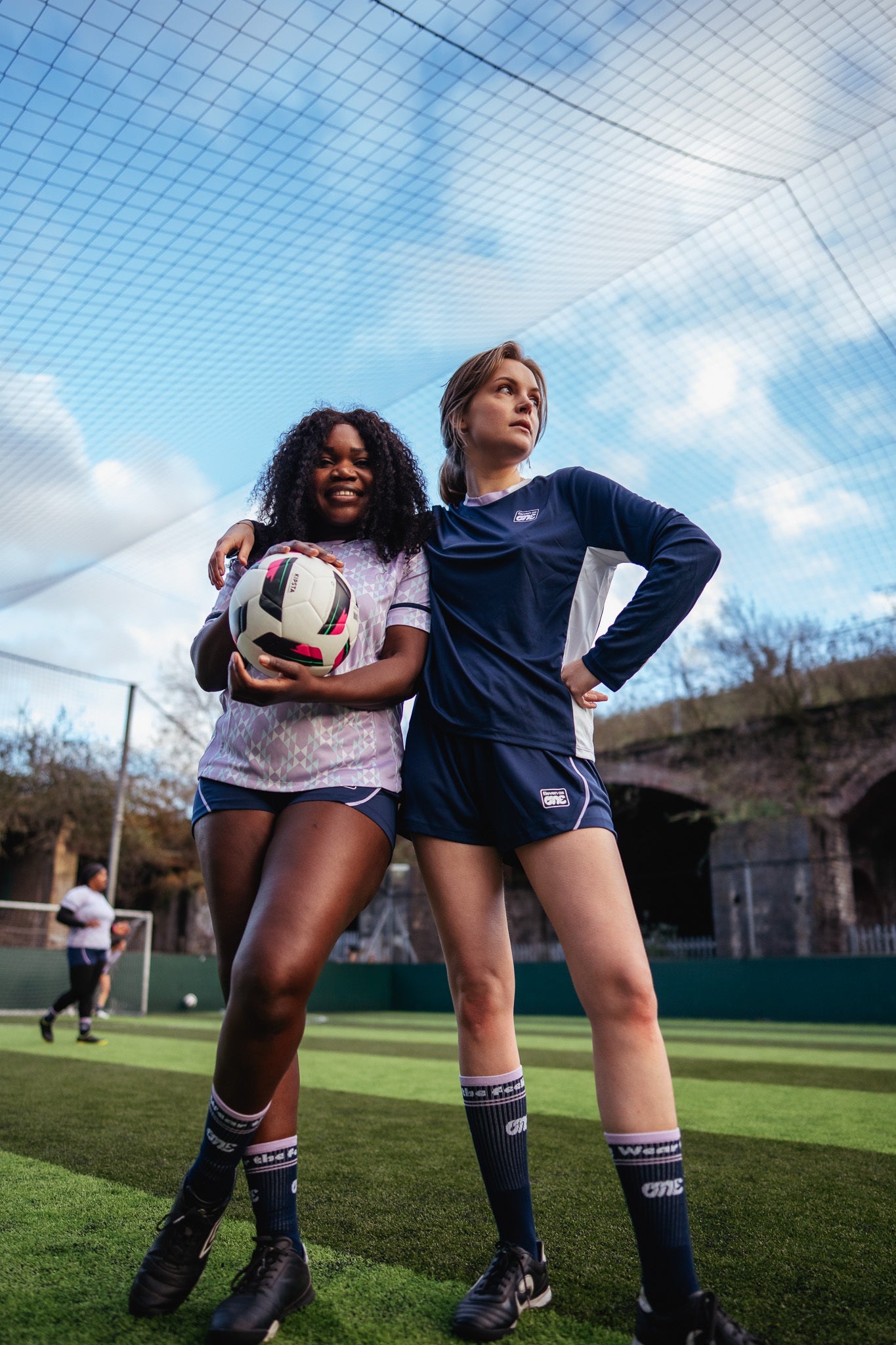 Double Waistband Football Shorts - Navy