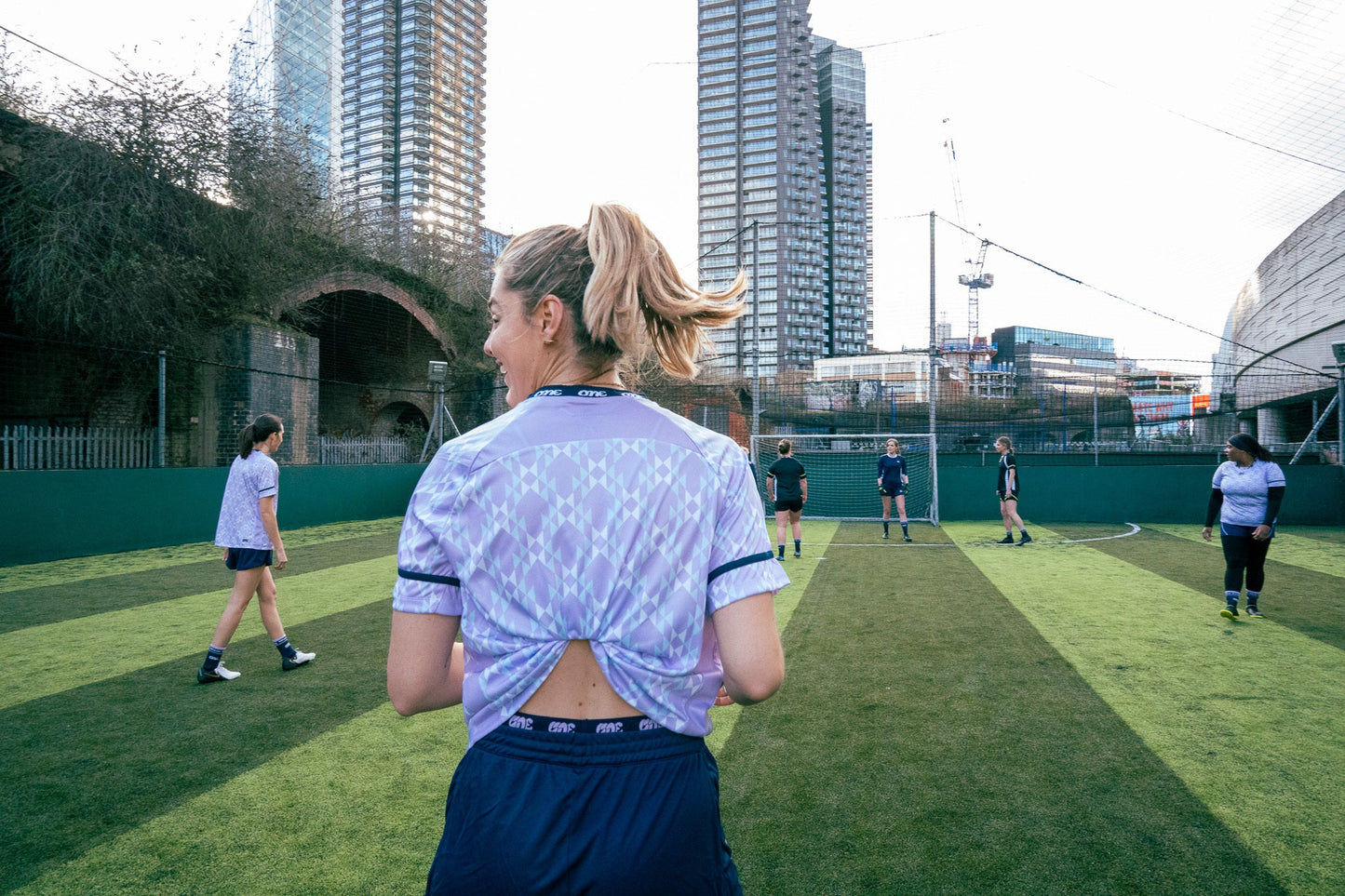 Double Waistband Football Shorts - Navy