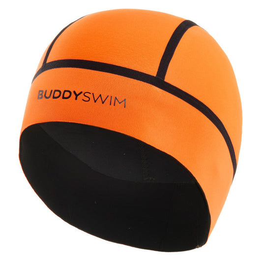 BuddySwim Neoprene Strapless Swim Cap Trilaminate Warmth 2.5mm Orange