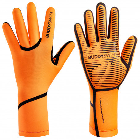 Buddyswim Neoprene Swim Gloves Trilaminate Warmth 2.5mm Orange